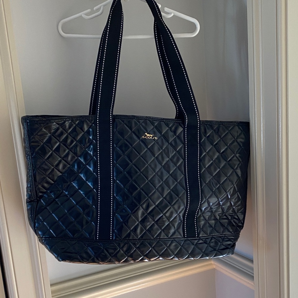 Elegant Black Quilted Scout Tote Bag